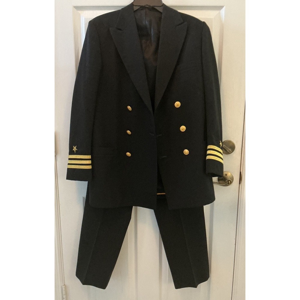 Authentic U.S. Naval Official Line Commander Dress Blue Uniform Jacket Slacks